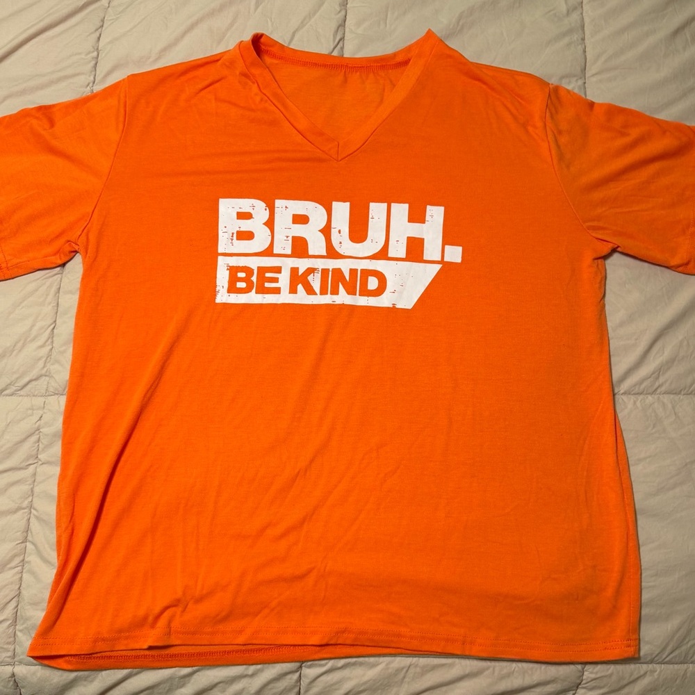 Orange 'BRUH. BE KIND' T-Shirt
